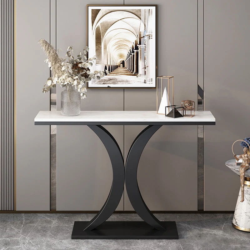 Contemporary Console Accent Table Antique Finish Console Table in Marble