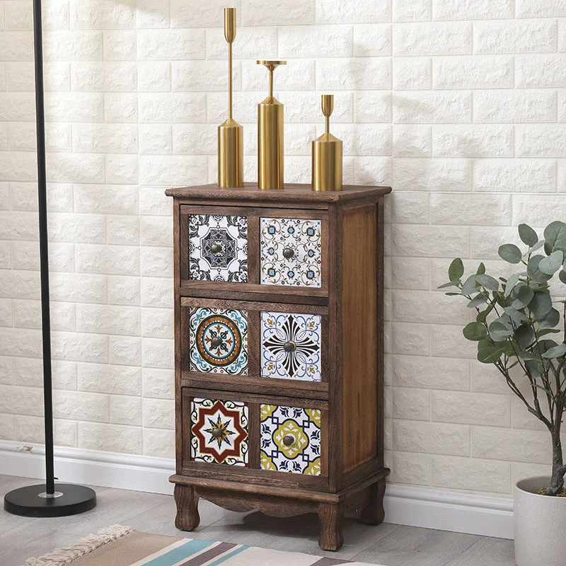 Nautical Bedroom Storage Chest Solid Wood Chest in Brown with Drawers