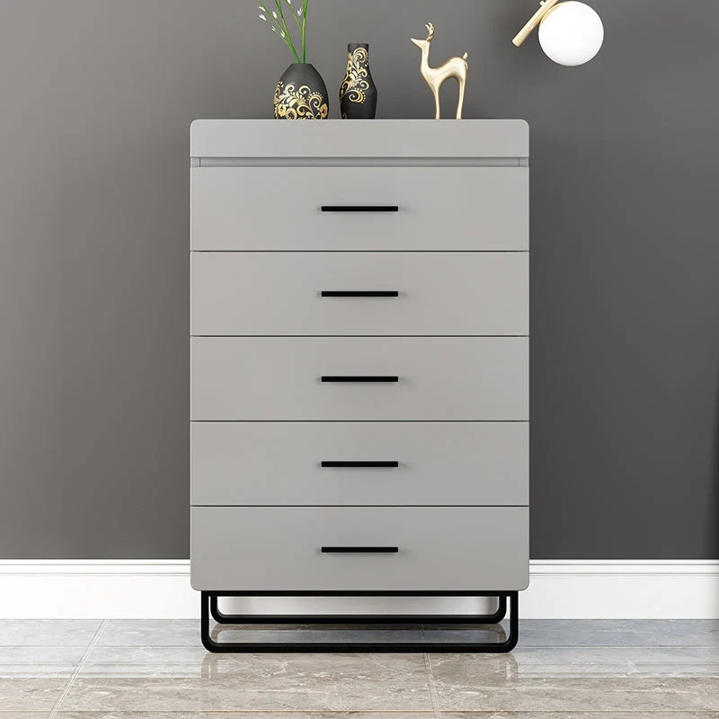 Contemporary Bedroom Storage Chest Engineered Wood Chest in Gray with Drawers
