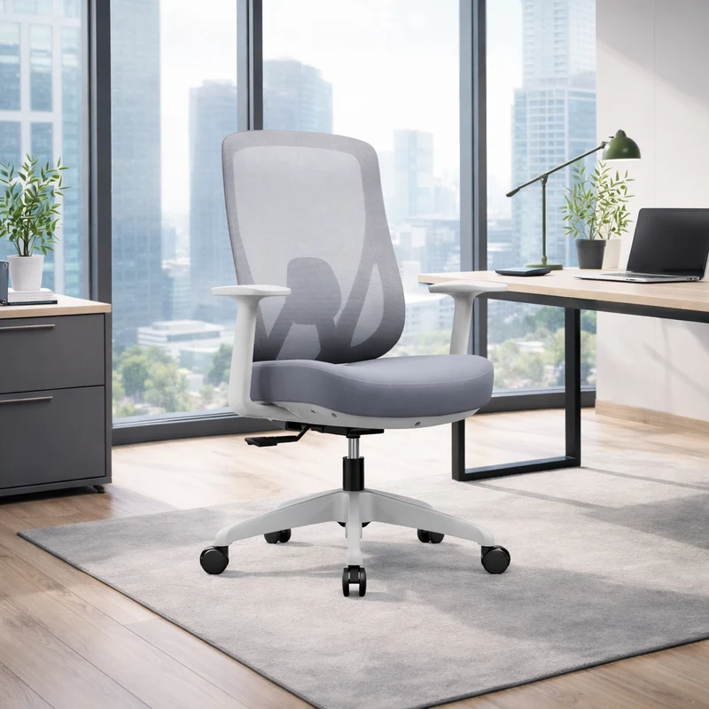 Modern Minimalist Mid-Back Mesh Executive Chair - Tilt Adjustment Silent Casters Desk Chair For Home Office