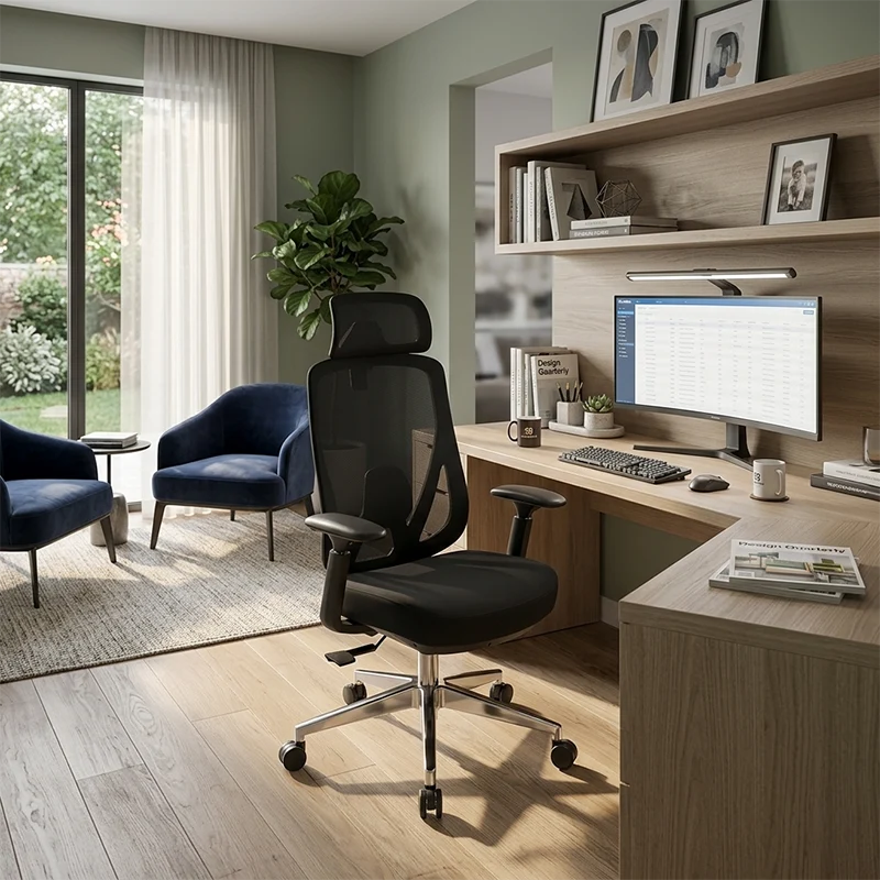 Modern Minimalist High-Back Mesh Executive Desk Chair - 4D Adjustable Headrest & Lumbar Support Silent Caster Ergonomic Office Chair For Home Office