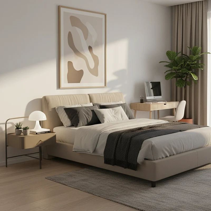 Contemporary Saddle-Style Faux Leather Nightstand With 1 Drawer - Creative Floating Side Table For Bedroom