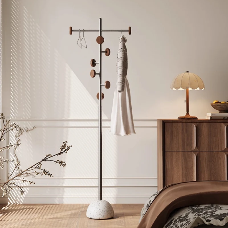Contemporary Scandinavian Stainless Steel Terrazzo Solid Wood Branch-Shaped Space-Saving Hall Tree 7-Hook For Entryway & Hallway