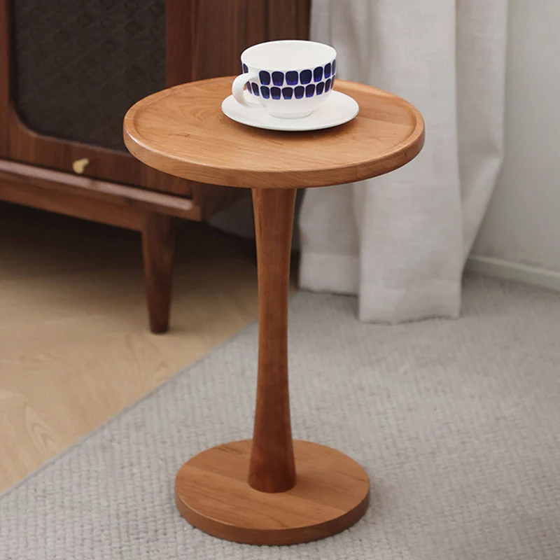 Contemporary Nordic Solid Wood Round Side Table For Living Room