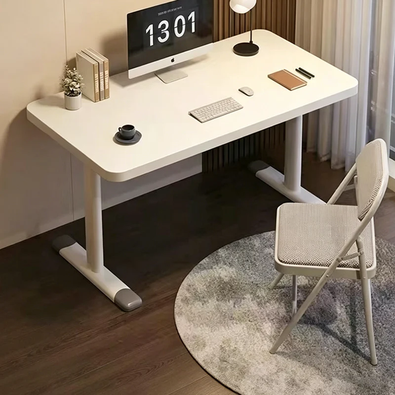 Modern Minimalist Engineered Wood Carbon Steel Rounded Rectangular Kids Study Desk With 1-Tier For Bedroom