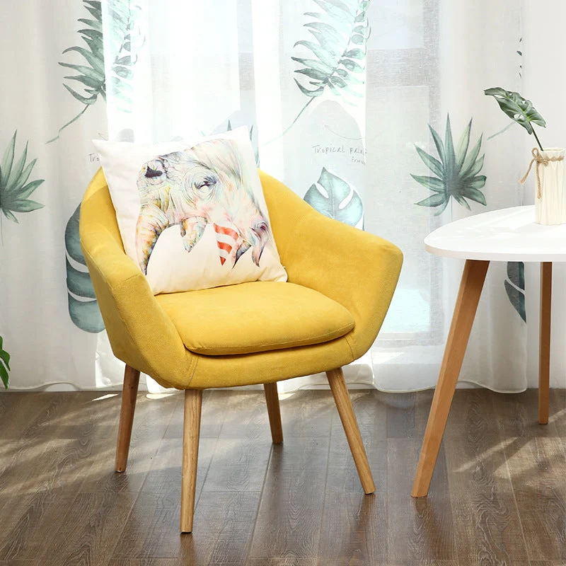 Contemporary Scandinavian Rectangular Fabric Rubberwood Chair Backrest Armrest For Living Room