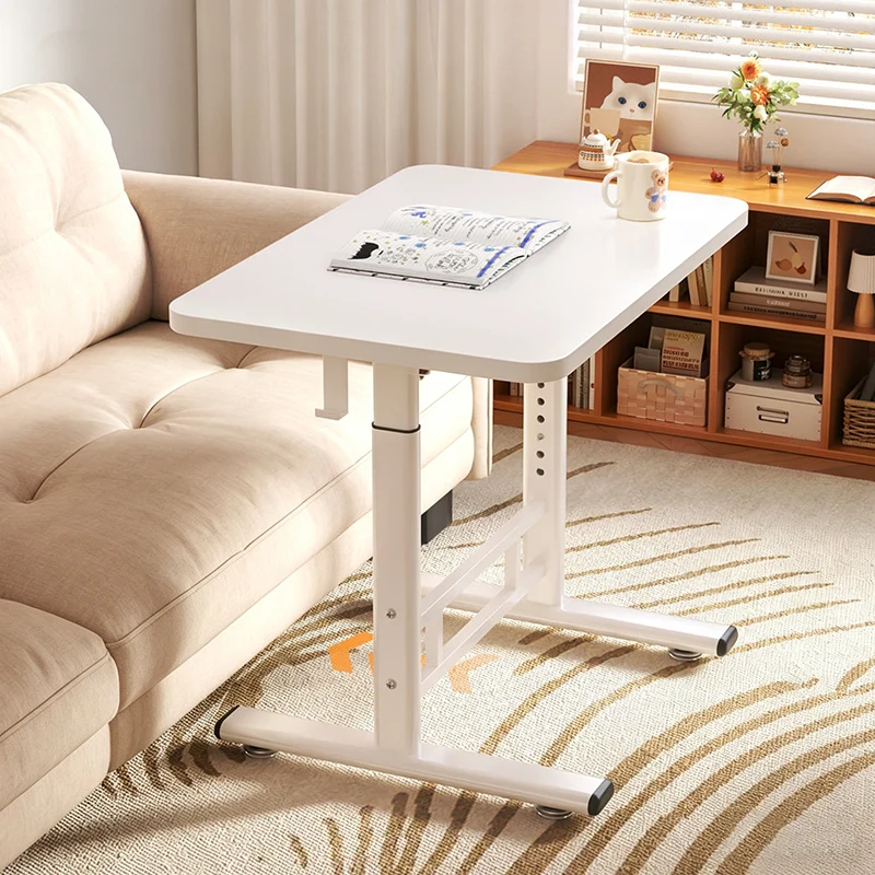 Modern Minimalist MDF Carbon Steel Rounded Rectangular Study Desk With Adjustable Height For Living Room