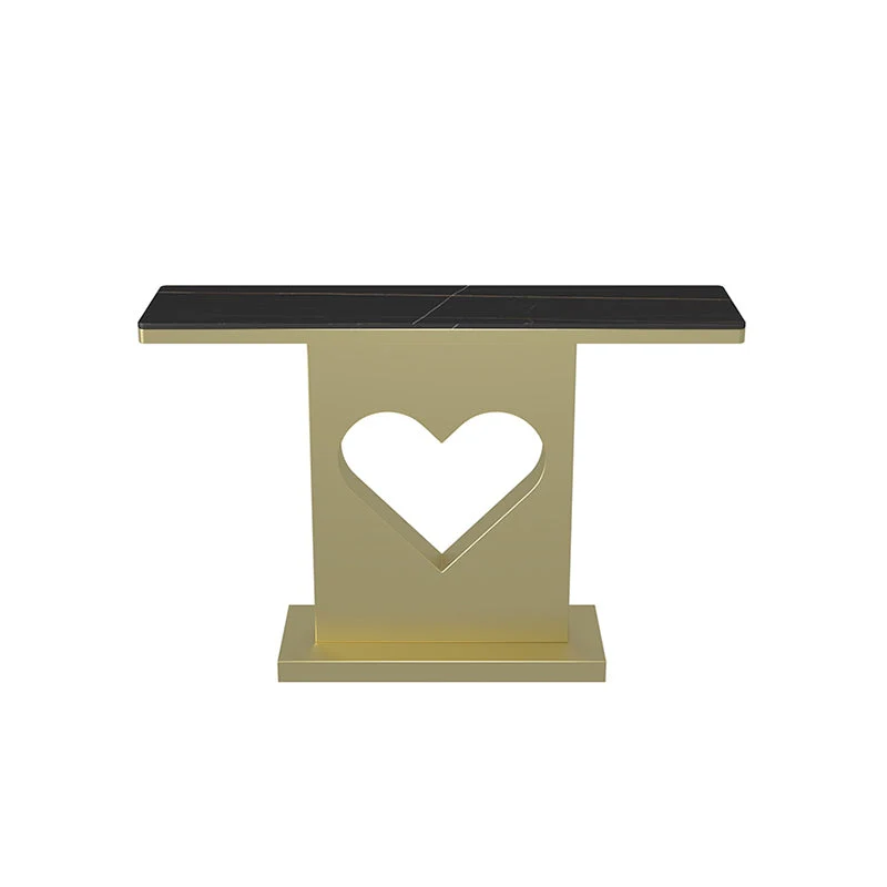 Glam Rectangle Iron Console Table Stain Resistant Pedestal Outdoor Console Table