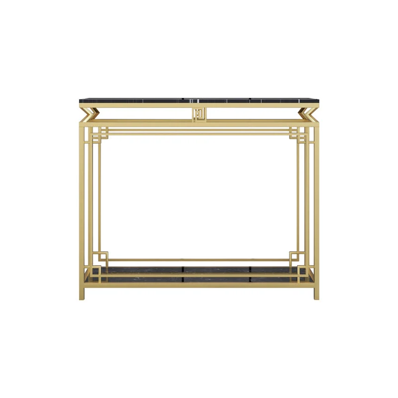 Glam Marble Console Table Rectangle Stain Resistant Storage Frame Sofa Table
