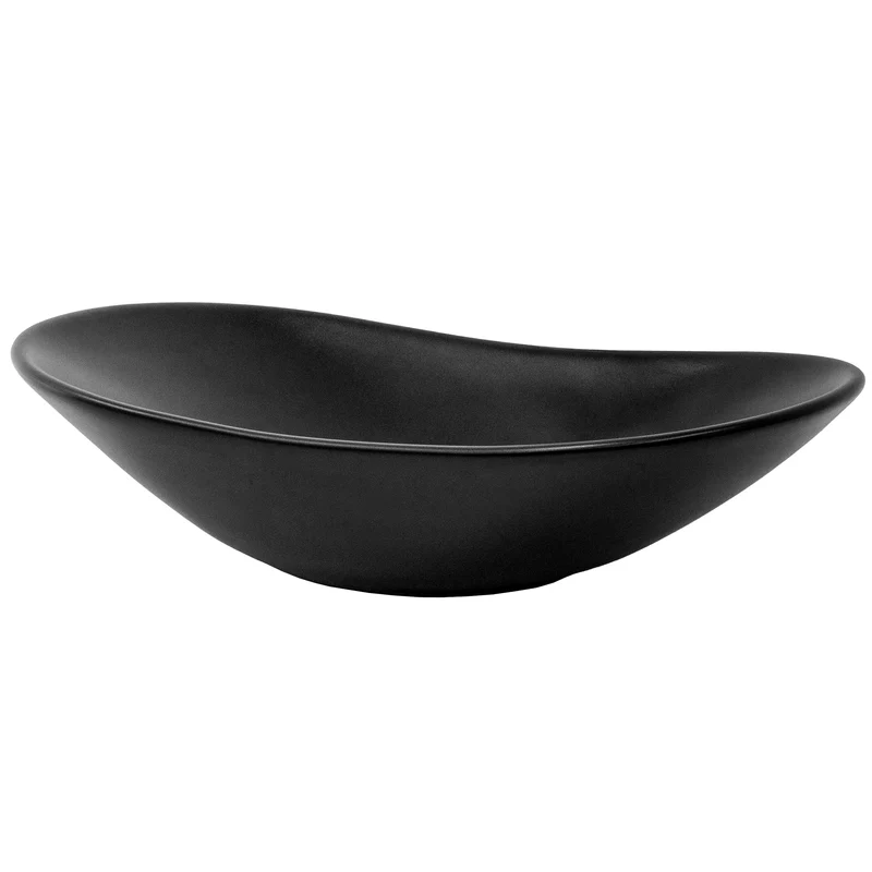 Waschbecken Oval ohne Überlauf 63x36x15,5 cm Schwarz aus Keramik LuxeBath