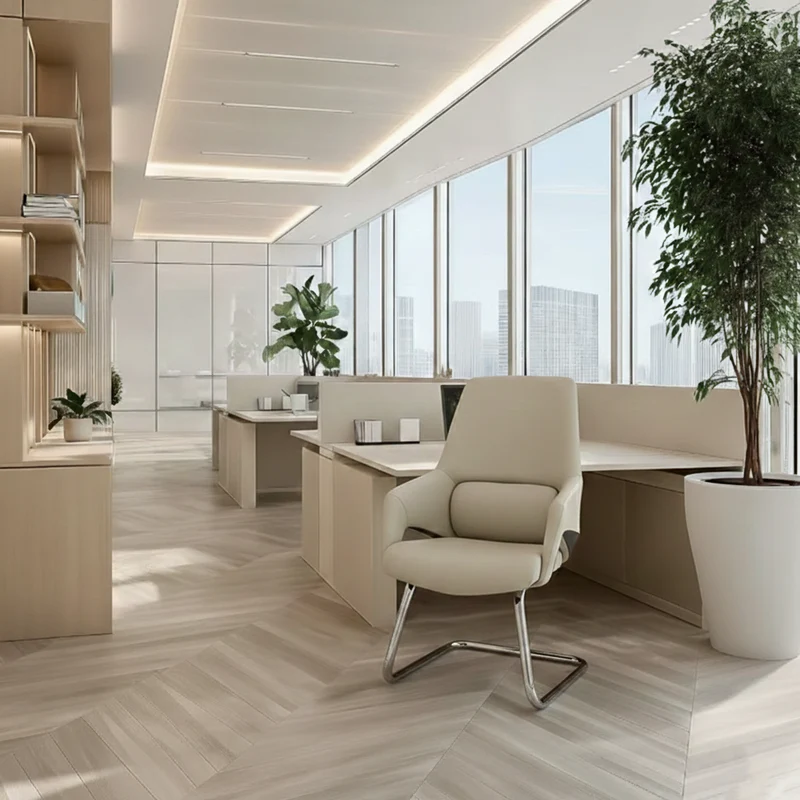 Modern Minimalist Cantilever Plywood Metal Office Chair - Ergonomic Mid-Back Leather Guest Chair For Office & Reception