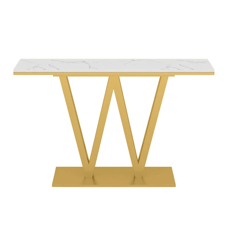 Contemporary Iron Console Sofa Table Rectangle Marble Console Accent Table for Hall