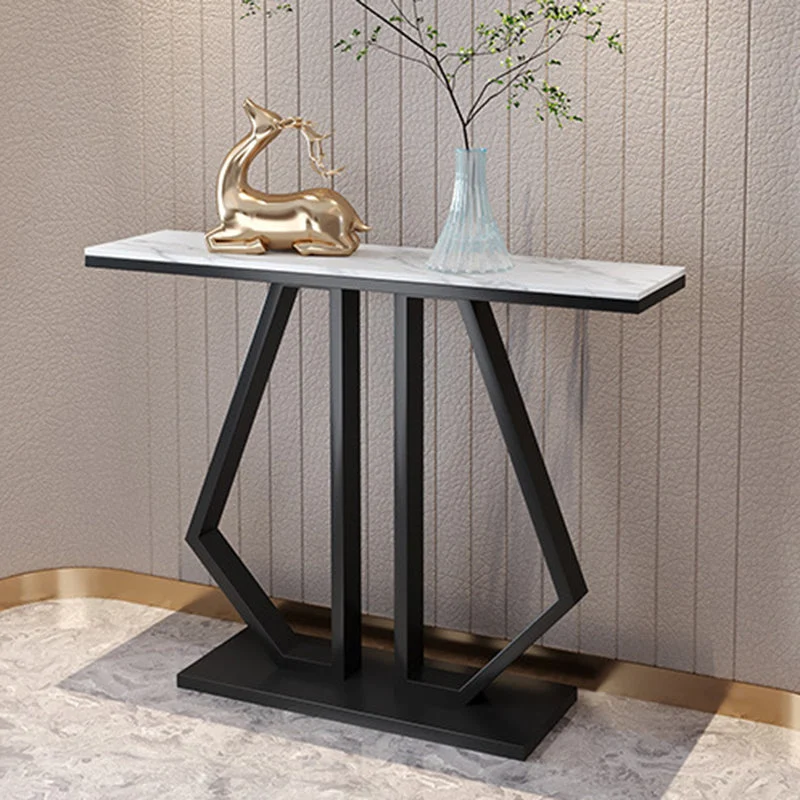 Glam Console Accent Table 11.81" W Sofa Console Table in Marble