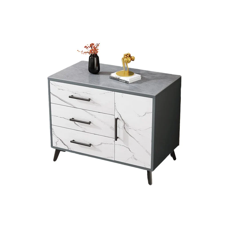 16" Wide Glam Storage Chest Stone Bedroom Chest in White with Drawers