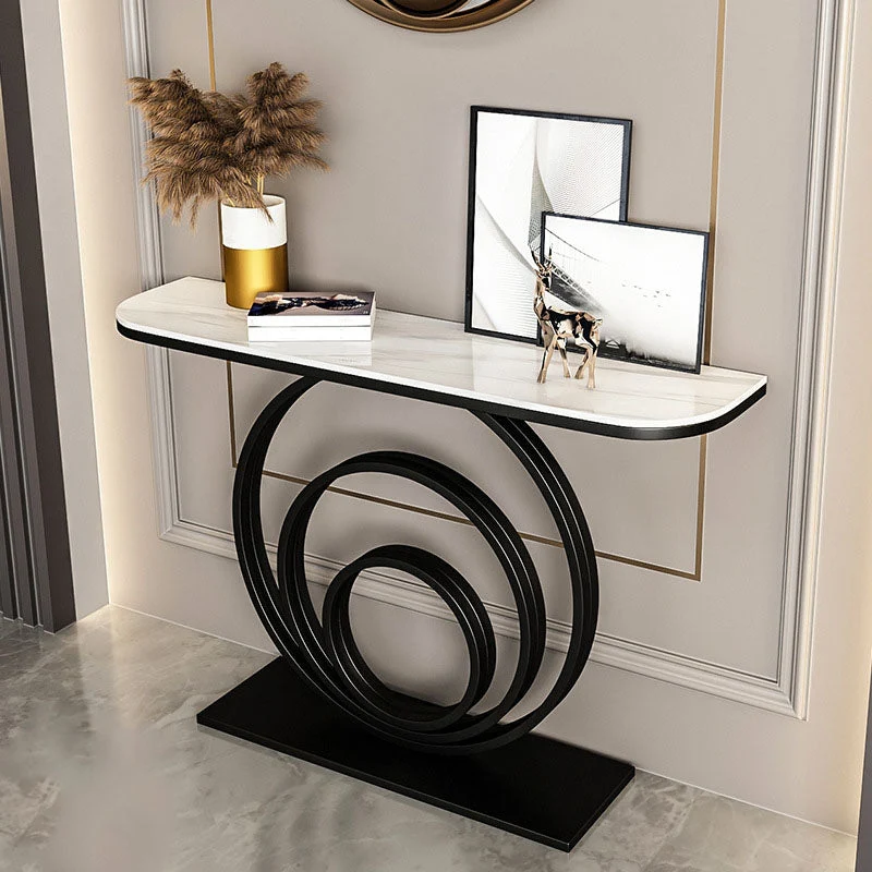 31.5-inch Tall Accent Table Stone Glam Console Table with 1 Shelf