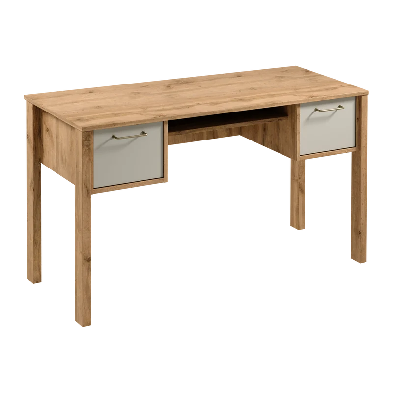 Velario Stilvoller Schreibtisch mit 2 Schubladen und goldfarbenen Metallgriffen