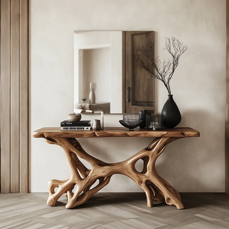 Rustic Console Table Handcrafted SILDTCS043