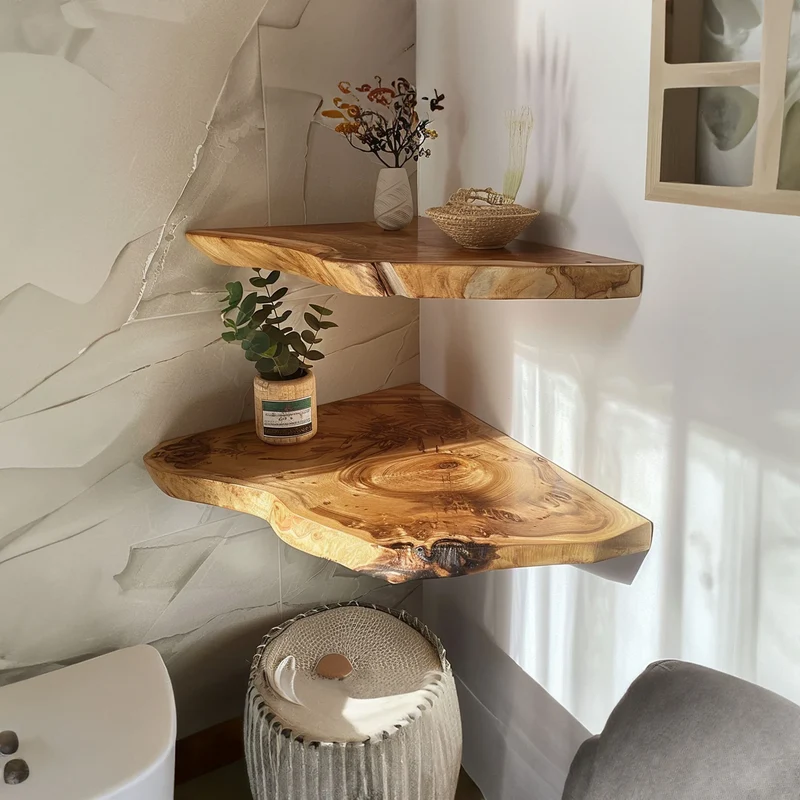 Live Edge Floating Corner Shelves SINLCN004
