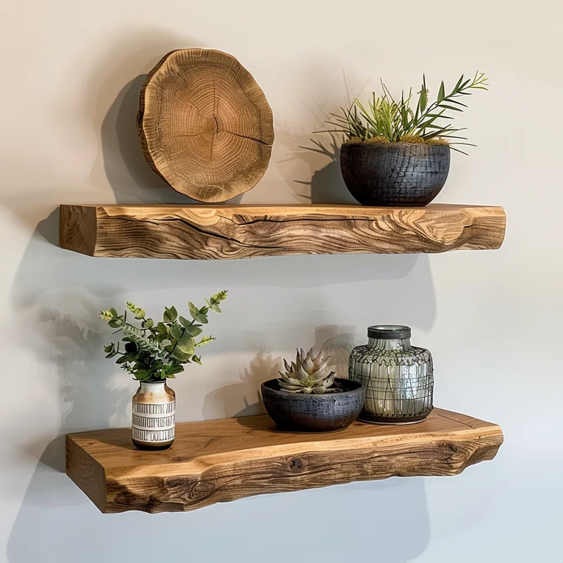 Rustic Floating Shelf Live Edge SINLFL023