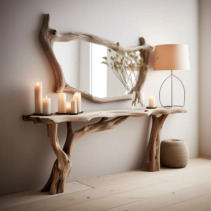 Narrow Floating Wood Side Table For Farmhouse Interiors SILDTCS007