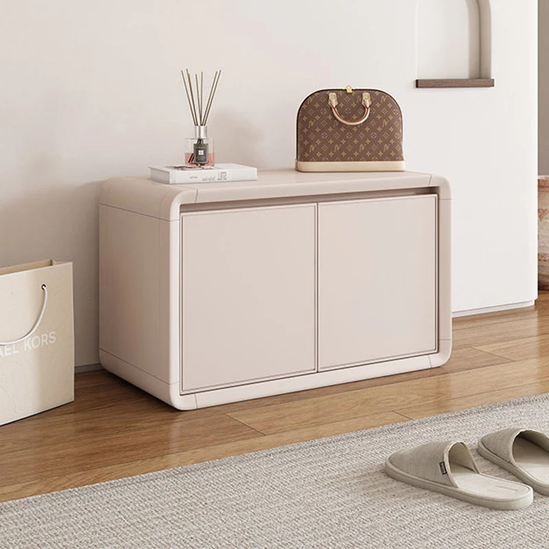 Modern Luxury Aluminum Alloy Rounded Rectangular Shoe Bench With 3-Tier Storage For Entryway