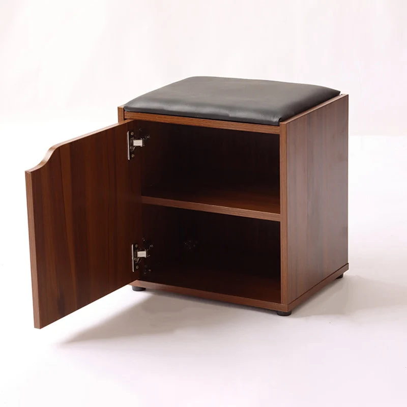Modern Minimalist Faux Leather Particle Board Rectangular Shoe Bench With 2/3-Tier Storage With Seating For Entryway
