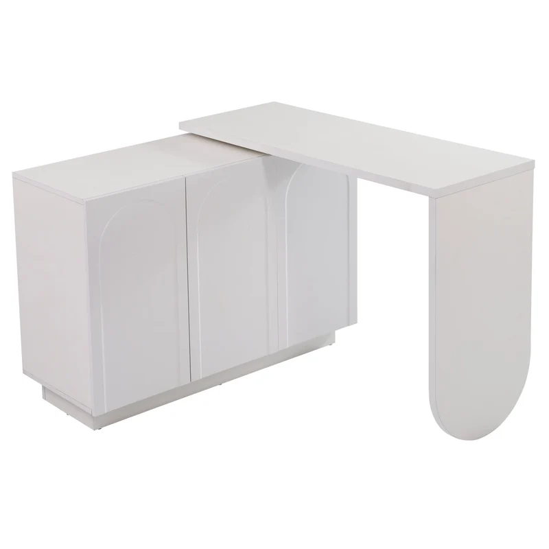 Drehbarer L-förmiger Eck-Schreibtisch mit Schrank