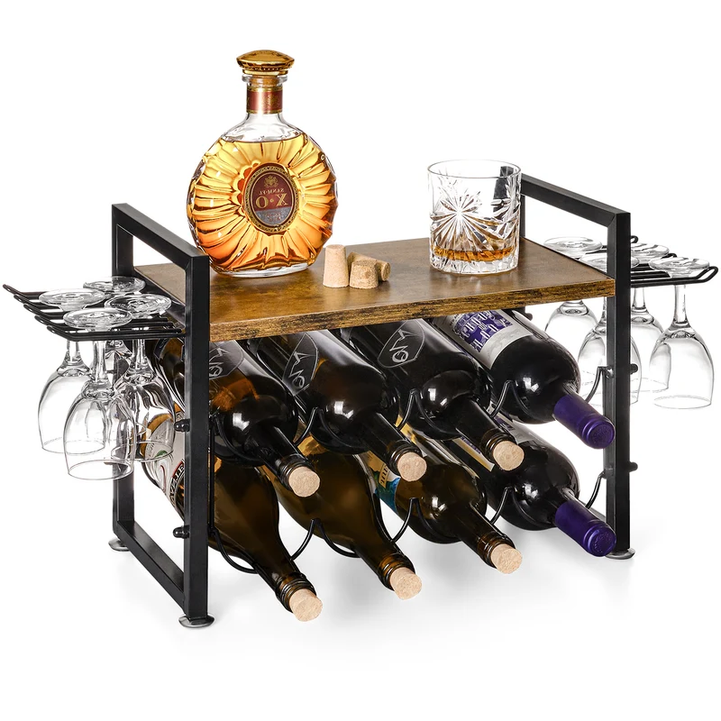Yorbay Freistehendes Weinregal mit Gläserhalter