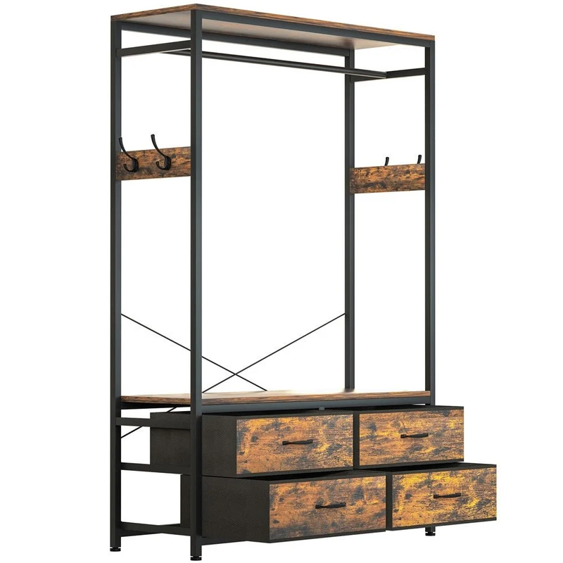 Yorbay Kleiderständer mit 4 Schubladen, 100 x 40 x 180 cm