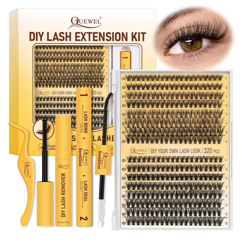 Wimpern-Extensions Set 320 Stück – 30D & 40D mit Kleber & Pinzette