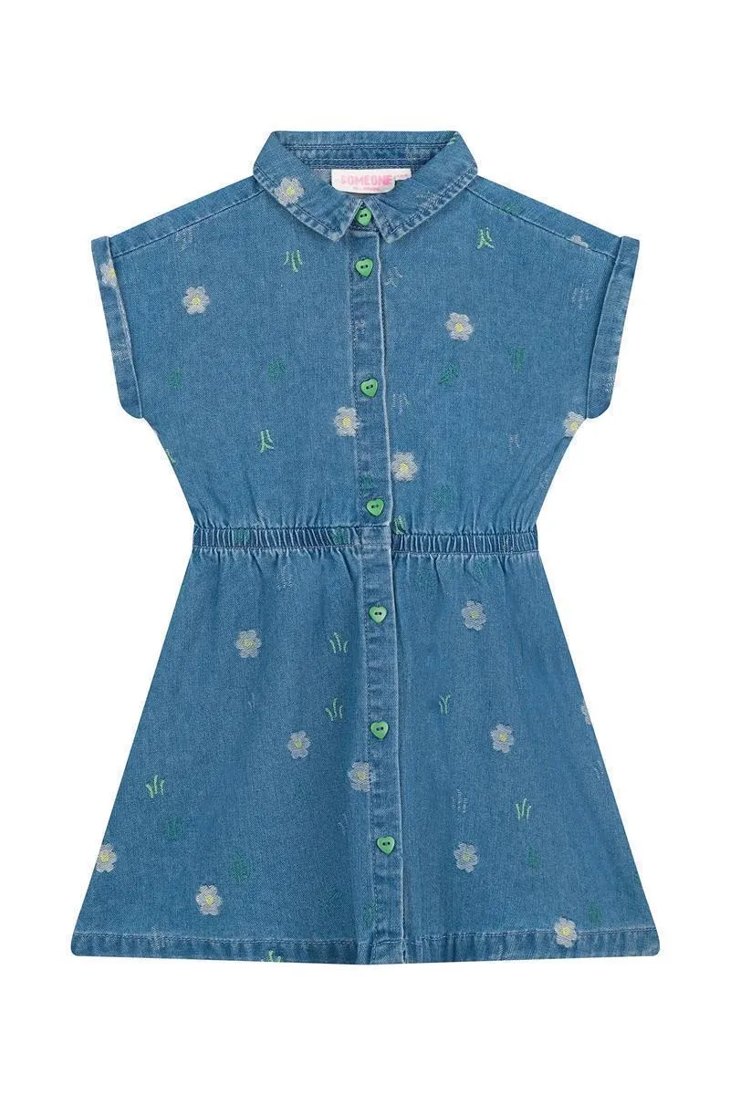 Someone Dress Short Sleeves - Denim Blue