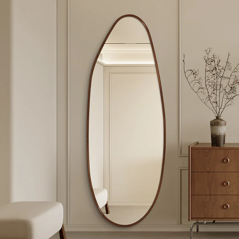 Traditional Vintage Oval HD Silver Mirror Aluminum Alloy Full-Length Wall Mirror For Living Room & Bedroom