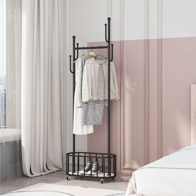 Modern Coat Hanger Metal Free Standing No Distressed Hall Tree with Storage Shelving