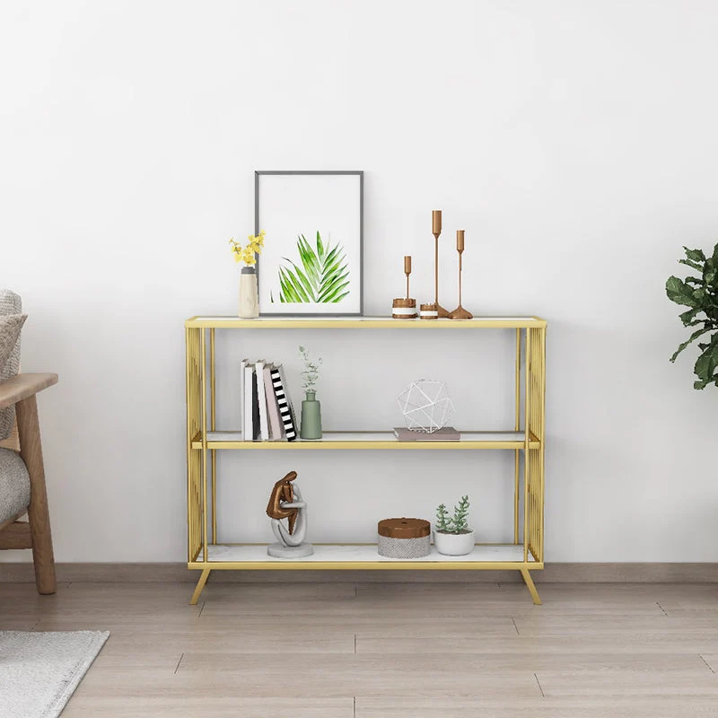 Modern Rectangle Accent Table Antique Finish Console Sofa Table in Marble