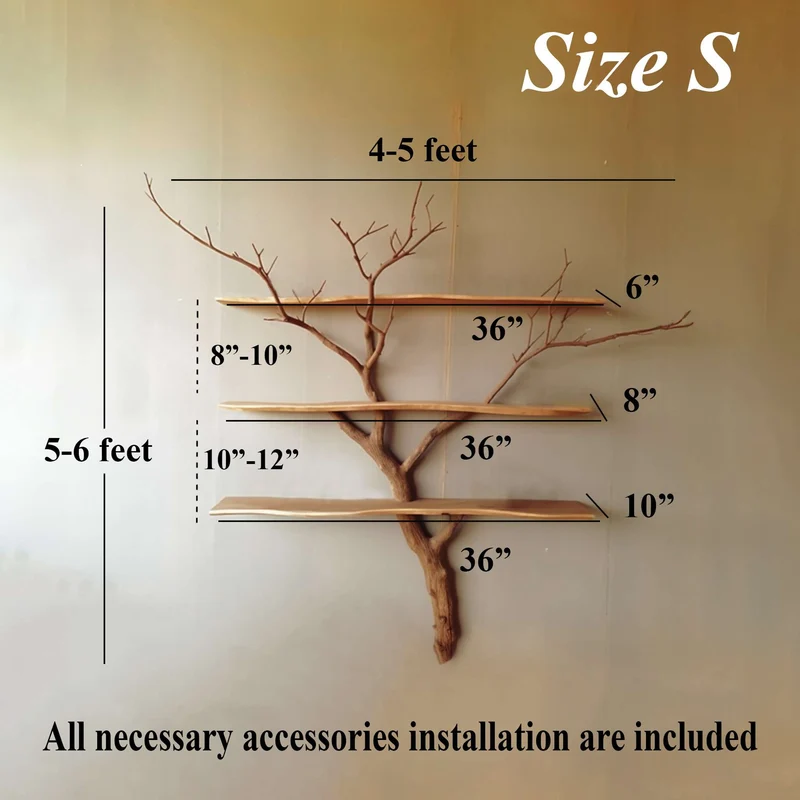 Rustic Tree Branch Shelf Unique Shelves SINLTBS005