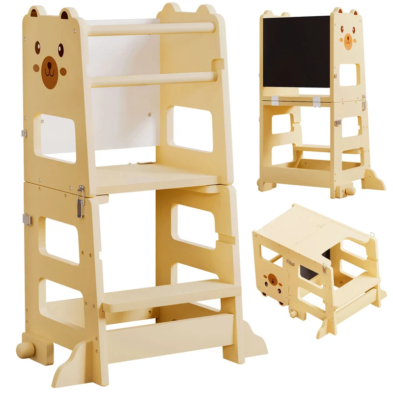 Yorbay 3-in-1 Montessori Kinder Lernturm in Bärenform