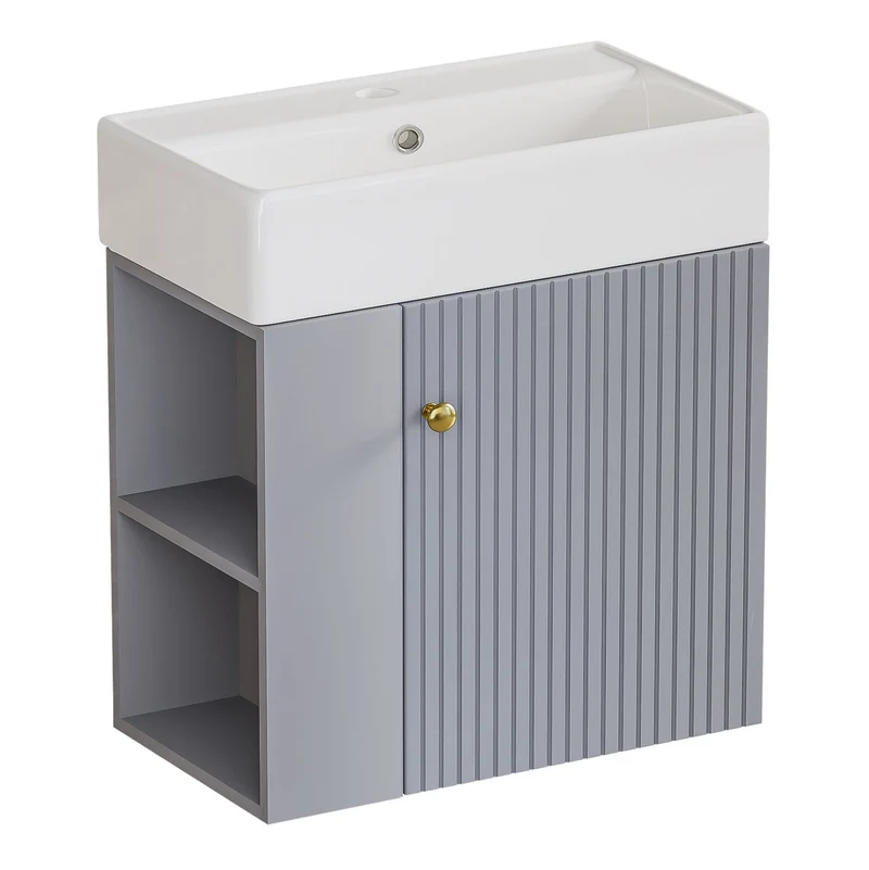 Yorbay hängender Waschtischunterschrank 55 cm mit Waschbecken