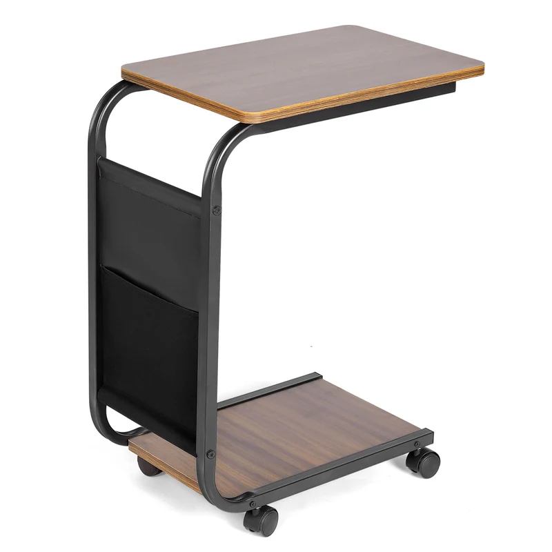Yorbay C-förmiger Beistelltisch auf Rollen, 30×45×65 cm