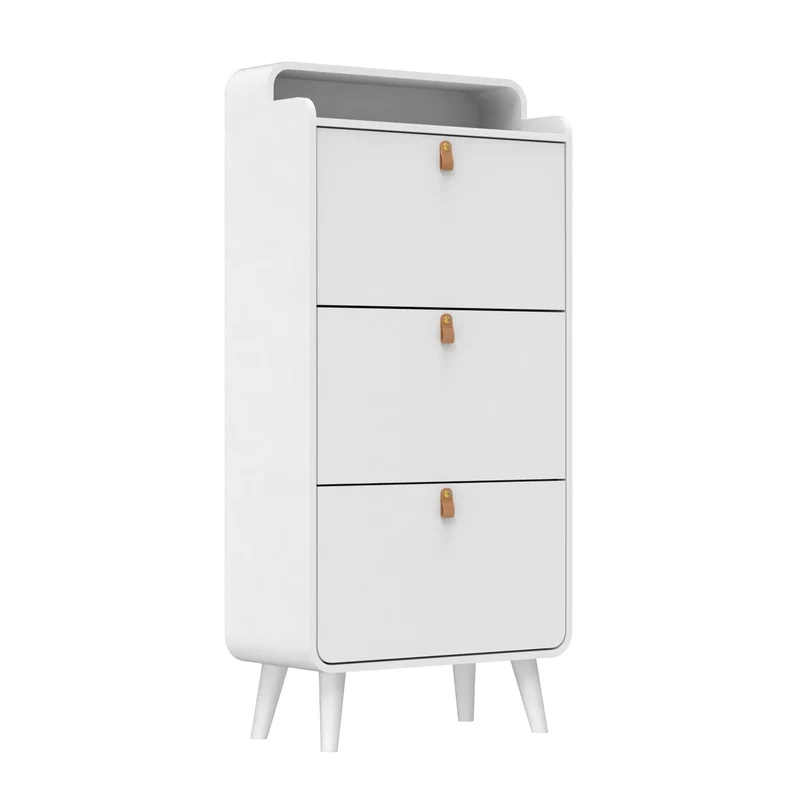 Schuhschrank mit 3 Klappen, 133,7 x 29,5 x 63 cm