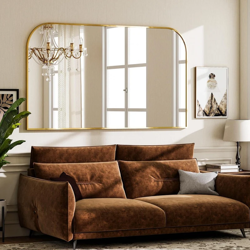 Goldener Wandspiegel 76x140cm mit abgerundeten Ecken