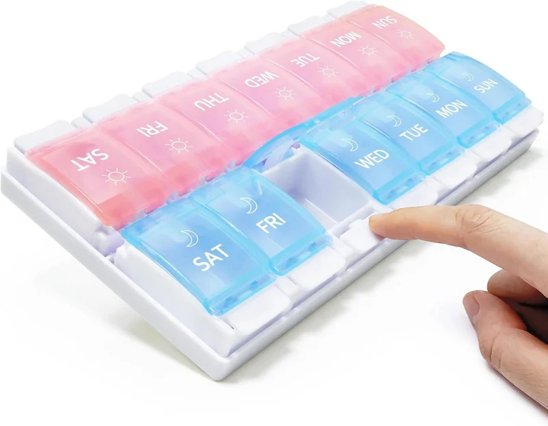 Tablettenbox 7 Tage Pillendose 14 Fächer morgens abends