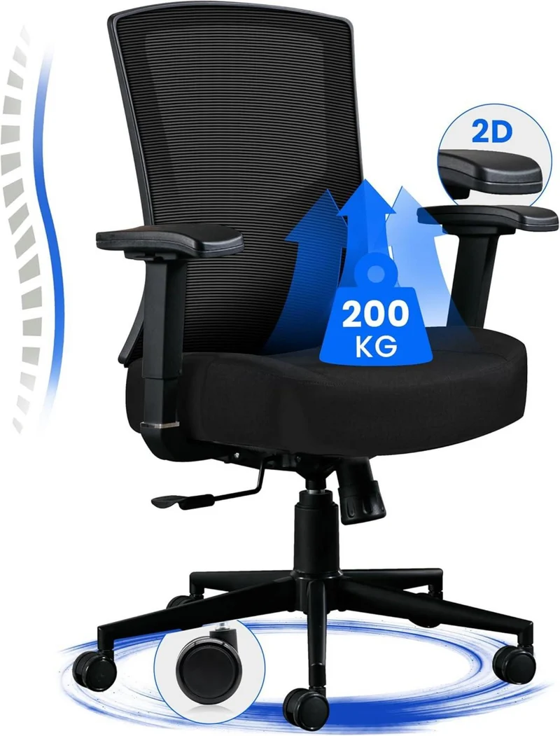 Ergonomischer Big and Tall Bürostuhl 200KG, Hoch Rücken