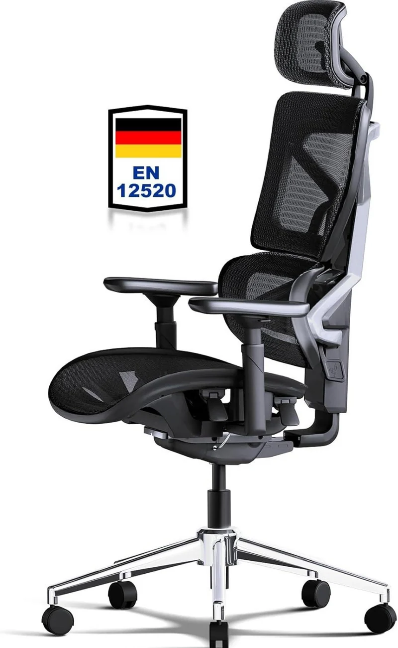 MELOKEA Bürostuhl 200KG Rückenstütze 2.0 4D+Magic Armlehnen
