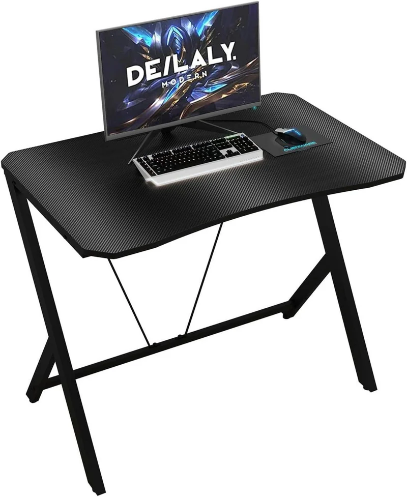 Schwarzer Gaming-Schreibtisch 90CM Kohlefaser-Effekt