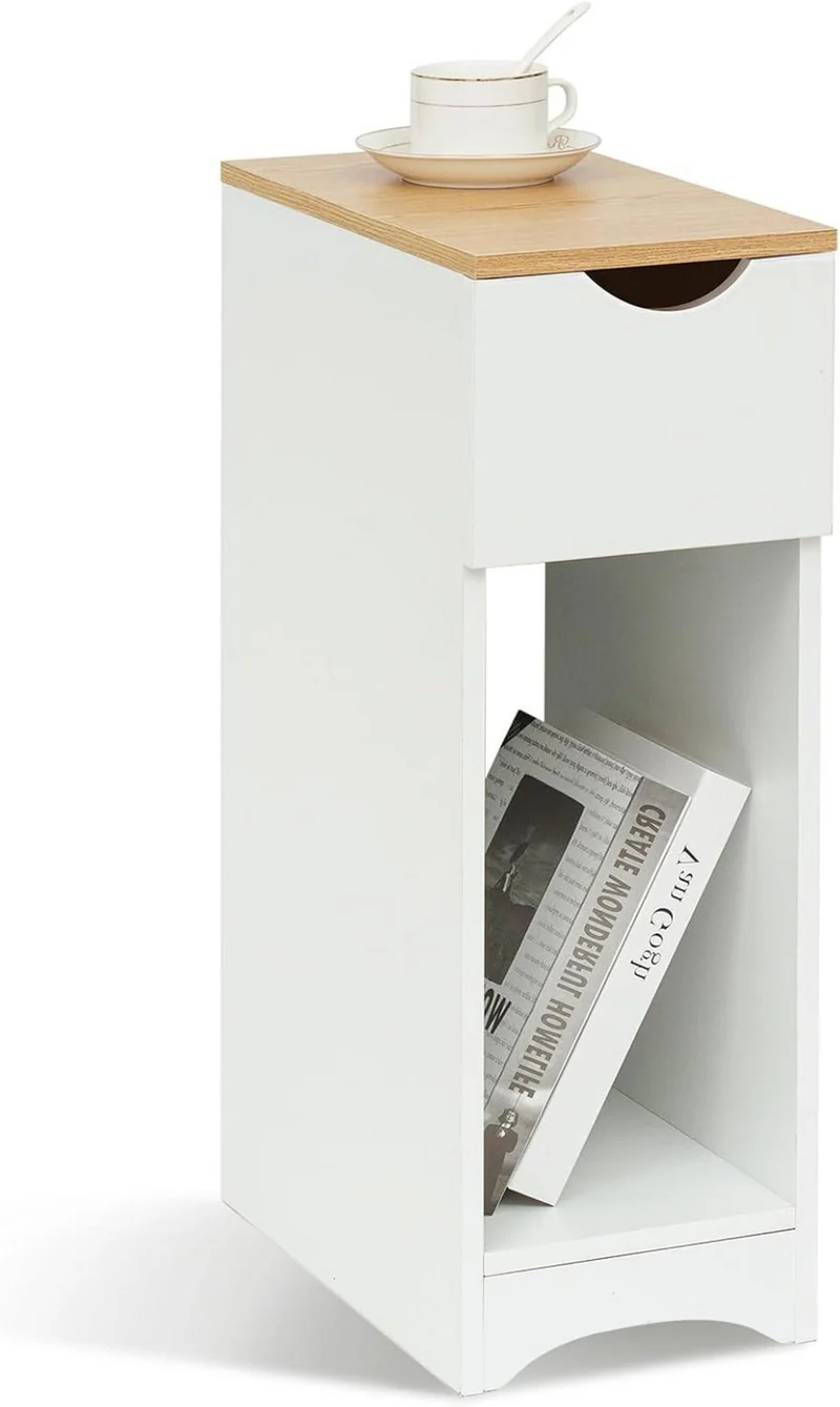 Weißer Nachttisch mit Schublade für Boxspringbett 20x35x60cm
