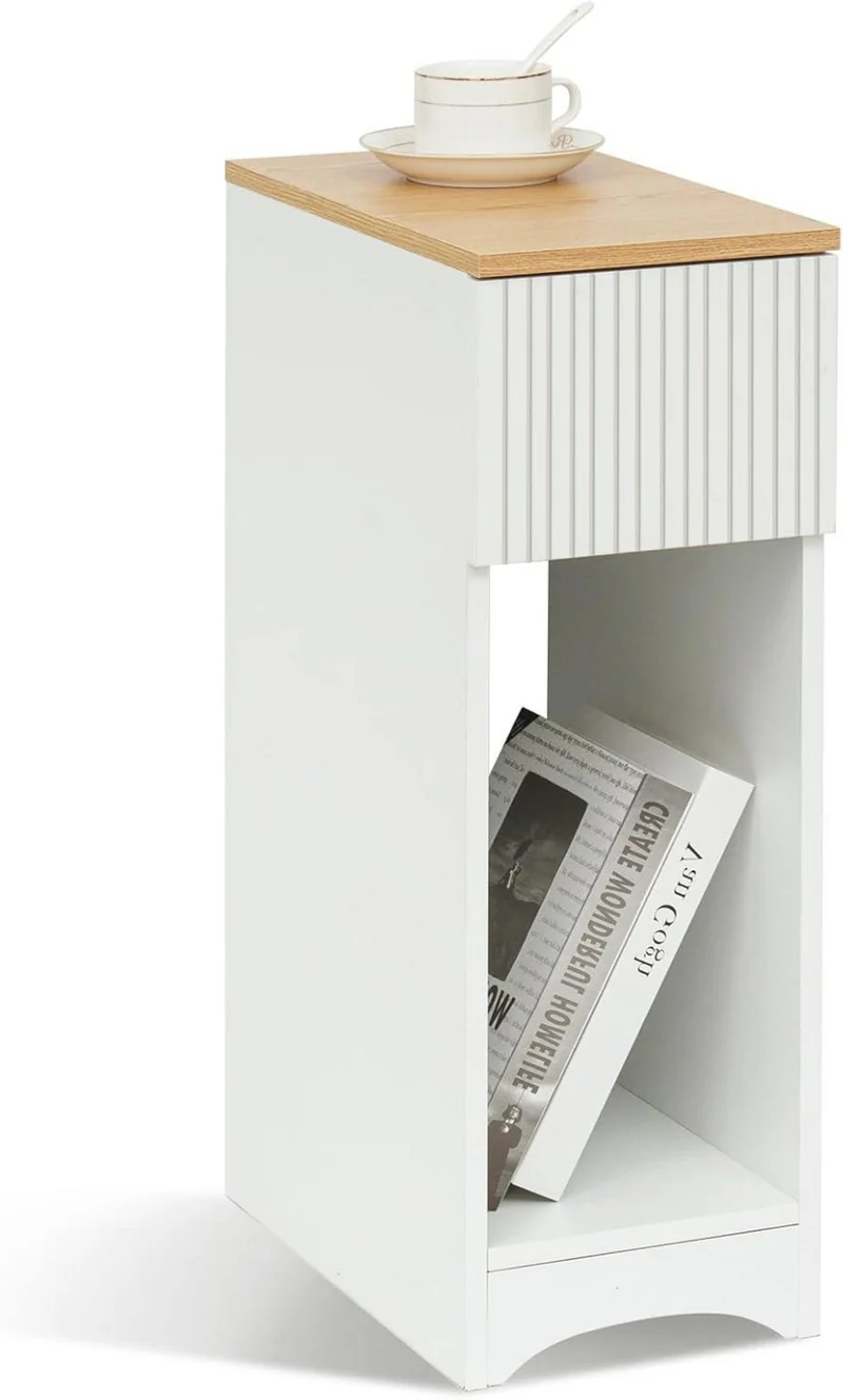 Weißer Nachttisch für Boxspringbett mit Schublade 20x35x60cm