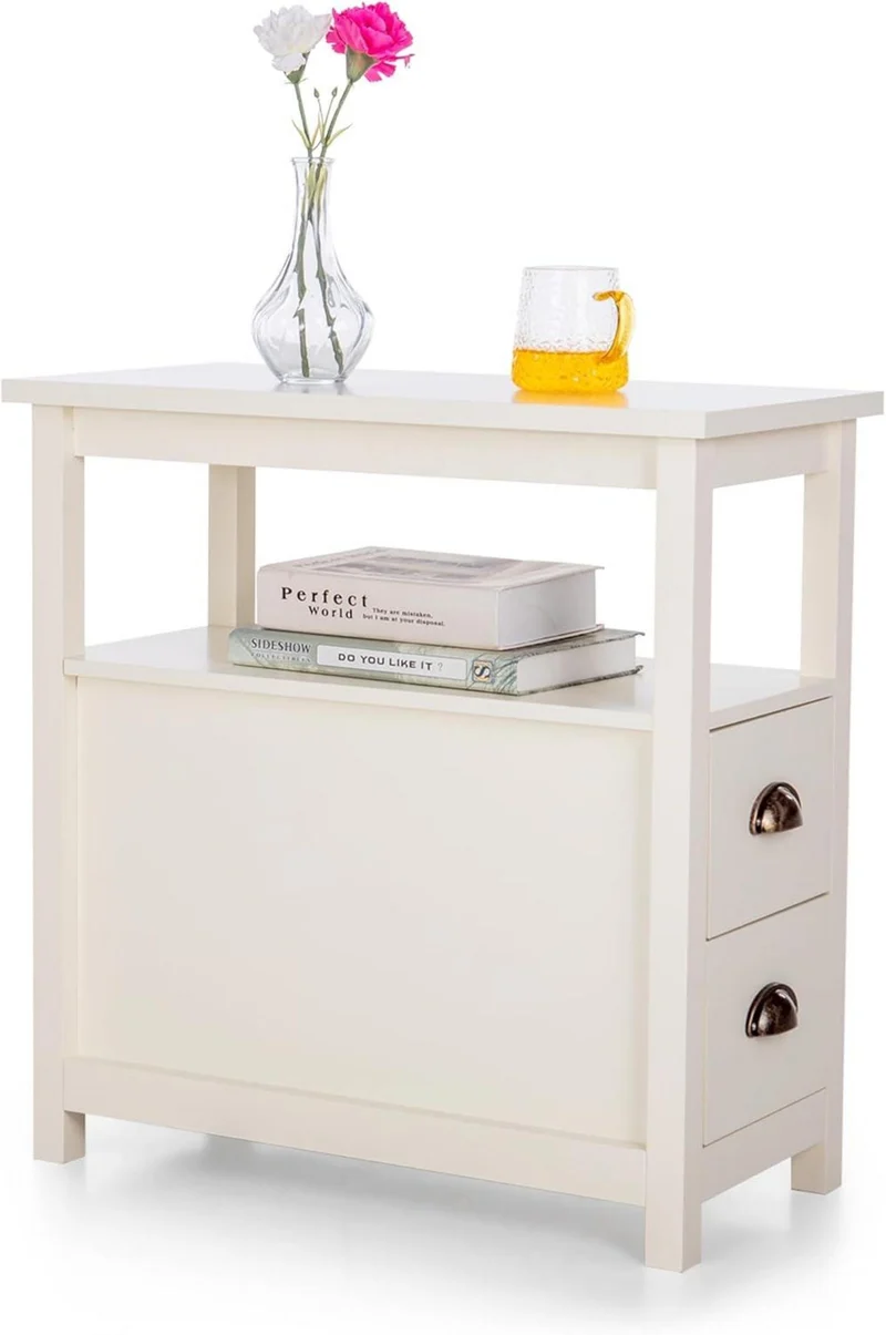 MAISON ARTS Schmaler Beistelltisch mit 2 Schubladen