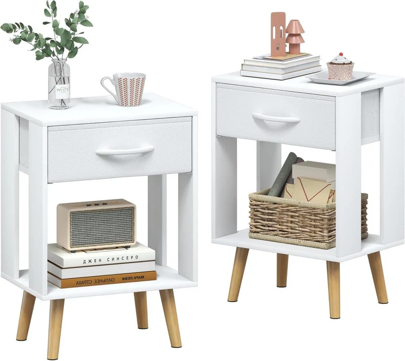 Modernes Weißes Nachttisch 2er Set 40X30X60.3cm mit