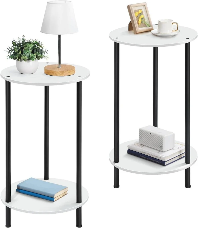 LIANTRAL Runder Couchtisch 2er Set mit Ablagen