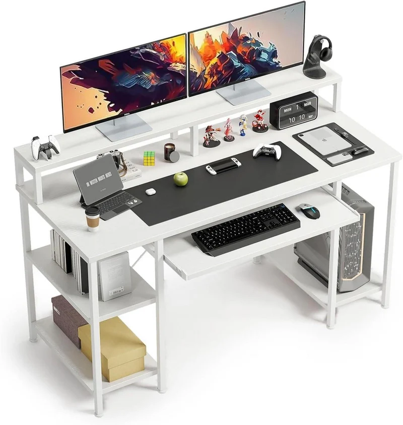 CAIYUN Schreibtisch mit Tastaturablage, Gaming-Computertisch